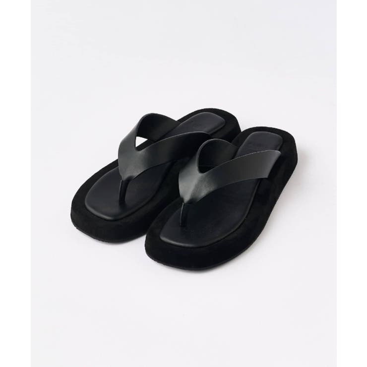 BLK | 【Lui's】Faux leatherトングサンダル | PAL GROUP OUTLET