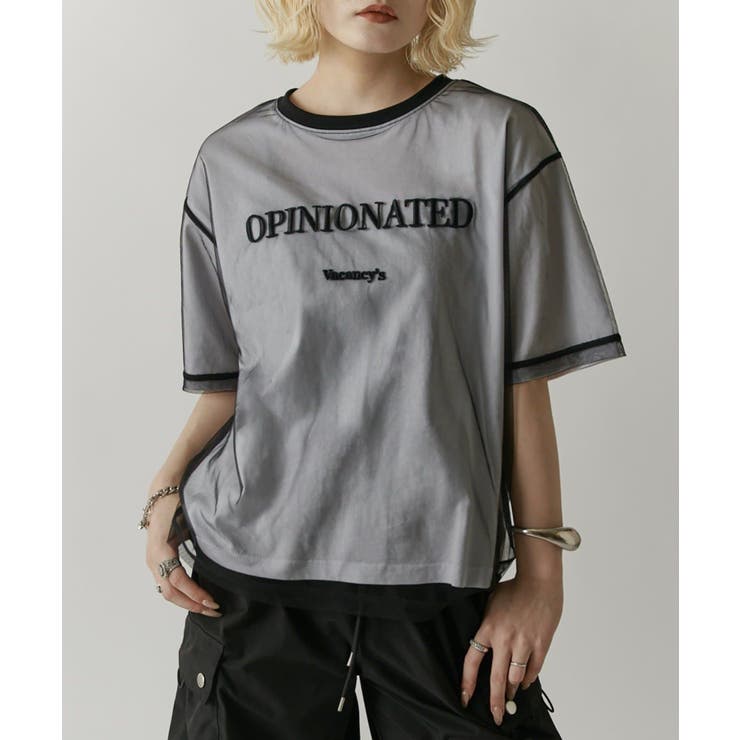 BK | 【Lui's】MI企画 チュール刺繍レイヤードTee | PAL GROUP OUTLET