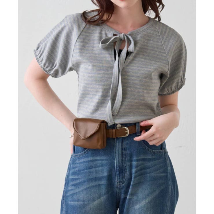 GRY | 【Kastane】ボウタイボーダーtee | PAL GROUP OUTLET