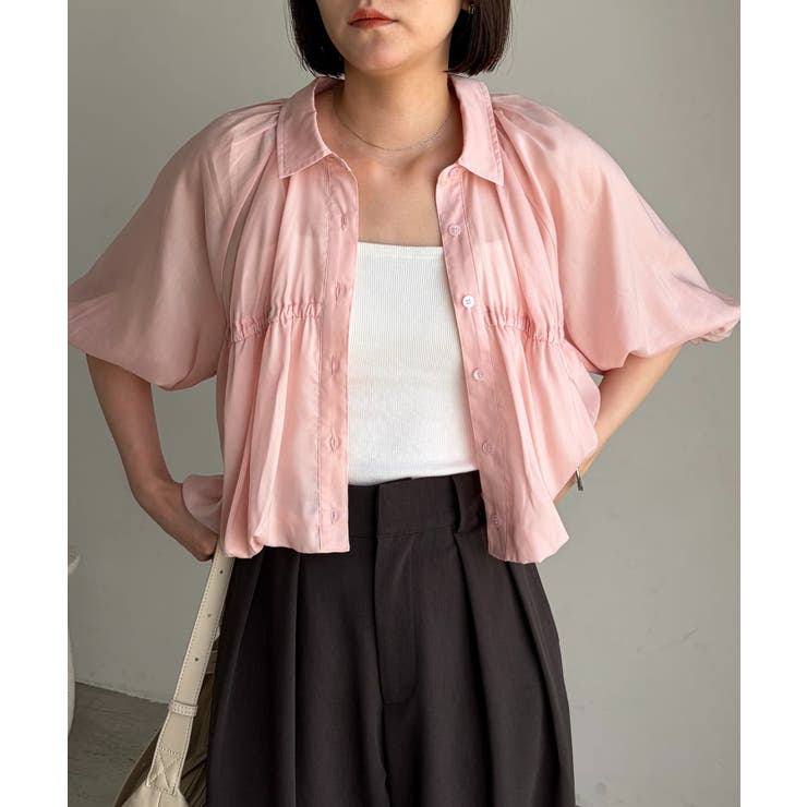 【CAPRICIEUX LE'MAGE】バルーンクロップシアーシャツ | PAL GROUP OUTLET | 詳細画像1 