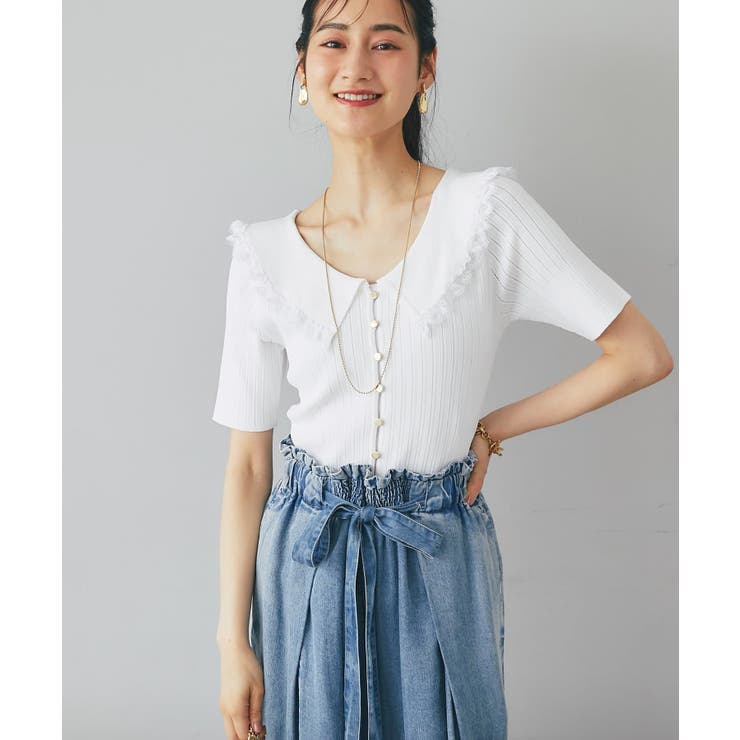【La boutique BonBon】襟レーストリミング金ボタンニット | PAL GROUP OUTLET | 詳細画像33 
