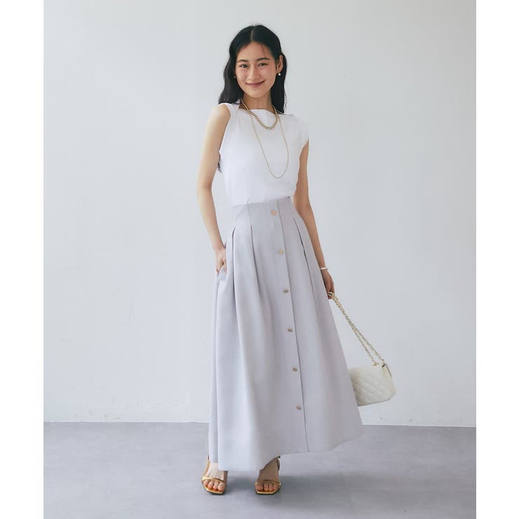 【La boutique BonBon】パナマフロント釦タックフレアSK | PAL GROUP OUTLET | 詳細画像4 