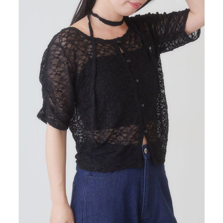 BLK | 【Kastane】B レースタイカーディガン | PAL GROUP OUTLET