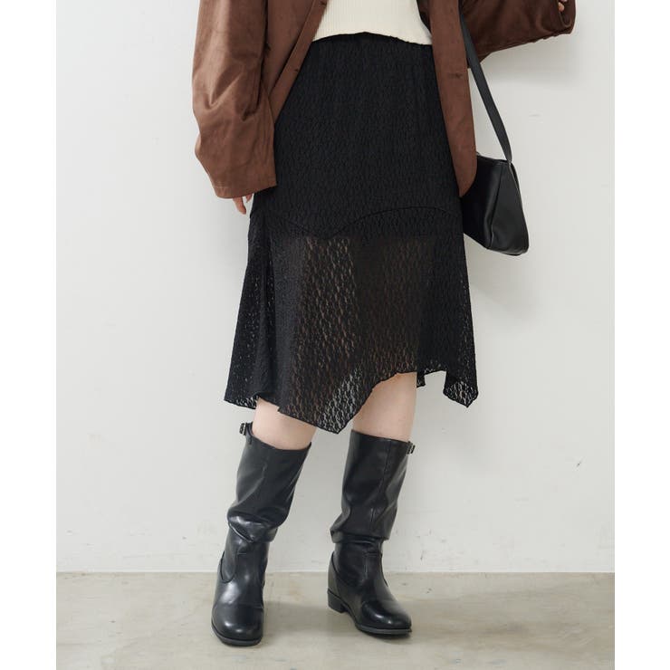 BLK | 【Kastane】レースアシメスカート | PAL GROUP OUTLET