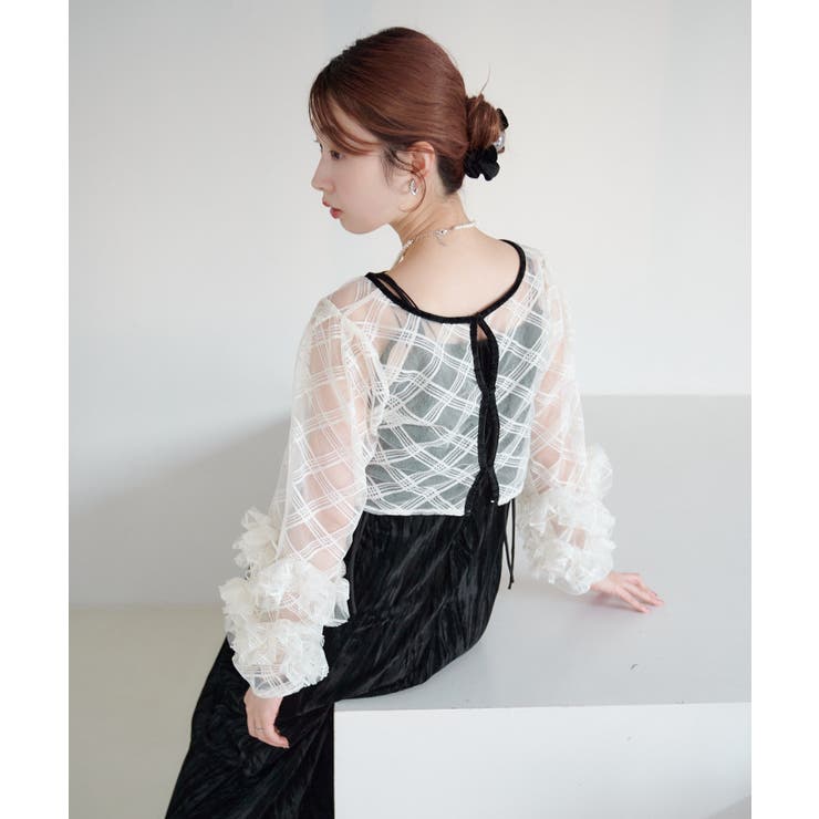 【Kastane】シアーチェック×ベロアワンピSET | PAL GROUP OUTLET | 詳細画像9 