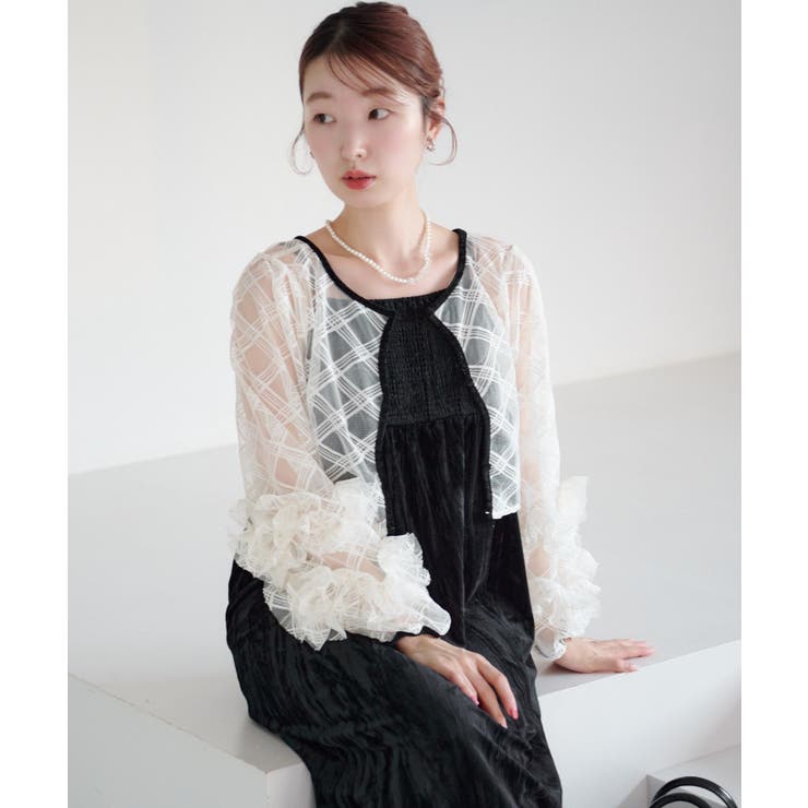 【Kastane】シアーチェック×ベロアワンピSET | PAL GROUP OUTLET | 詳細画像10 
