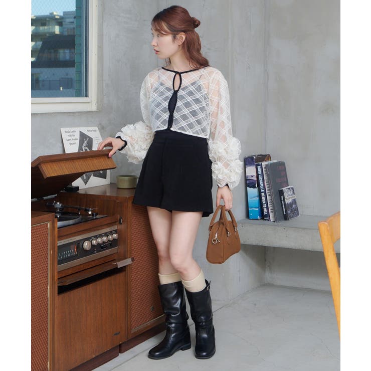 【Kastane】シアーチェック×ベロアワンピSET | PAL GROUP OUTLET | 詳細画像12 