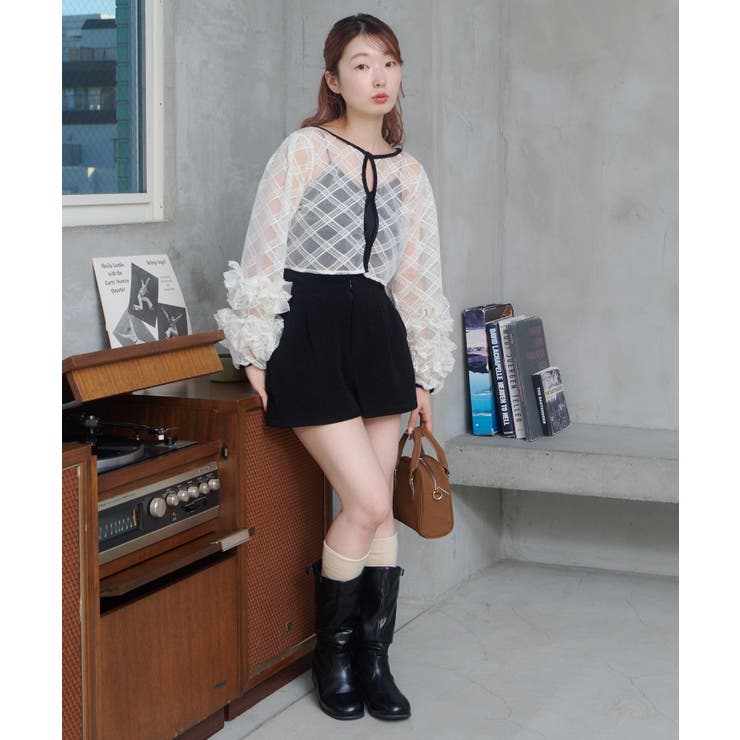 【Kastane】シアーチェック×ベロアワンピSET | PAL GROUP OUTLET | 詳細画像14 