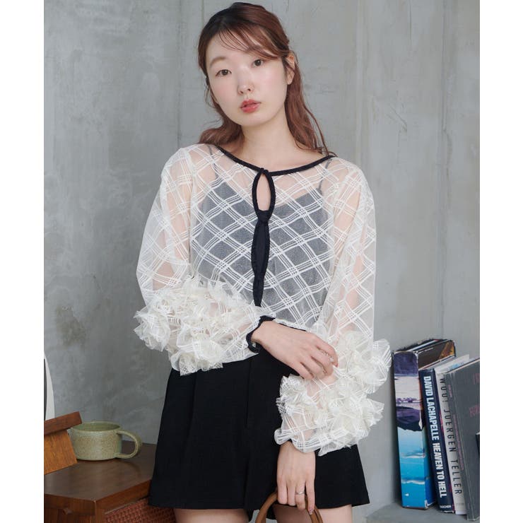 【Kastane】シアーチェック×ベロアワンピSET | PAL GROUP OUTLET | 詳細画像15 