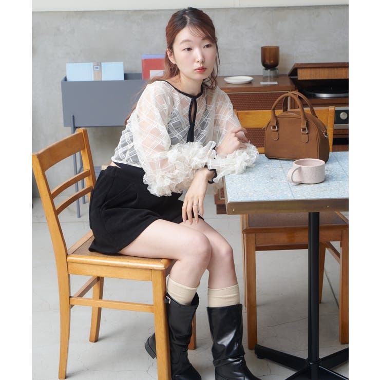 【Kastane】シアーチェック×ベロアワンピSET | PAL GROUP OUTLET | 詳細画像19 