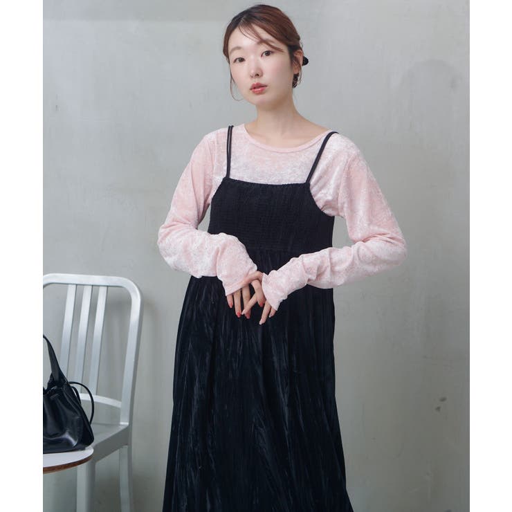 【Kastane】シアーチェック×ベロアワンピSET | PAL GROUP OUTLET | 詳細画像28 