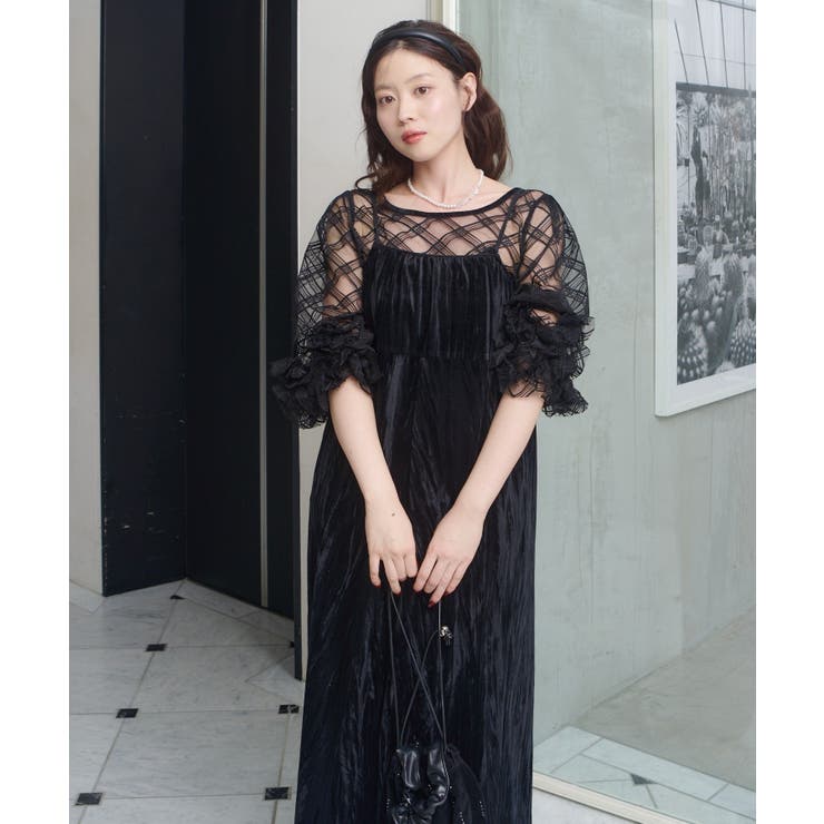 【Kastane】シアーチェック×ベロアワンピSET | PAL GROUP OUTLET | 詳細画像37 