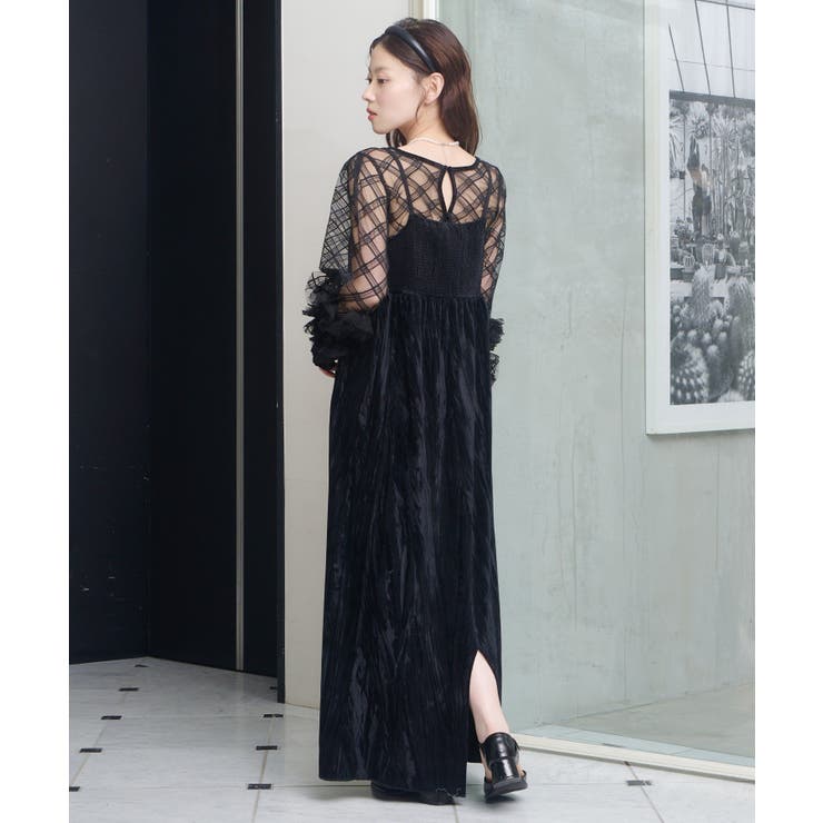 【Kastane】シアーチェック×ベロアワンピSET | PAL GROUP OUTLET | 詳細画像40 