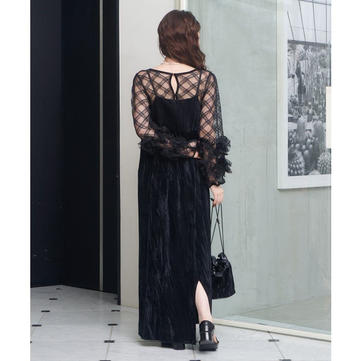 【Kastane】シアーチェック×ベロアワンピSET | PAL GROUP OUTLET | 詳細画像41 