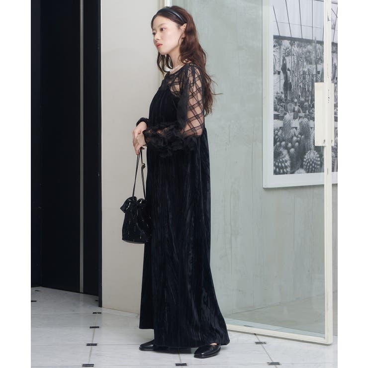 【Kastane】シアーチェック×ベロアワンピSET | PAL GROUP OUTLET | 詳細画像43 