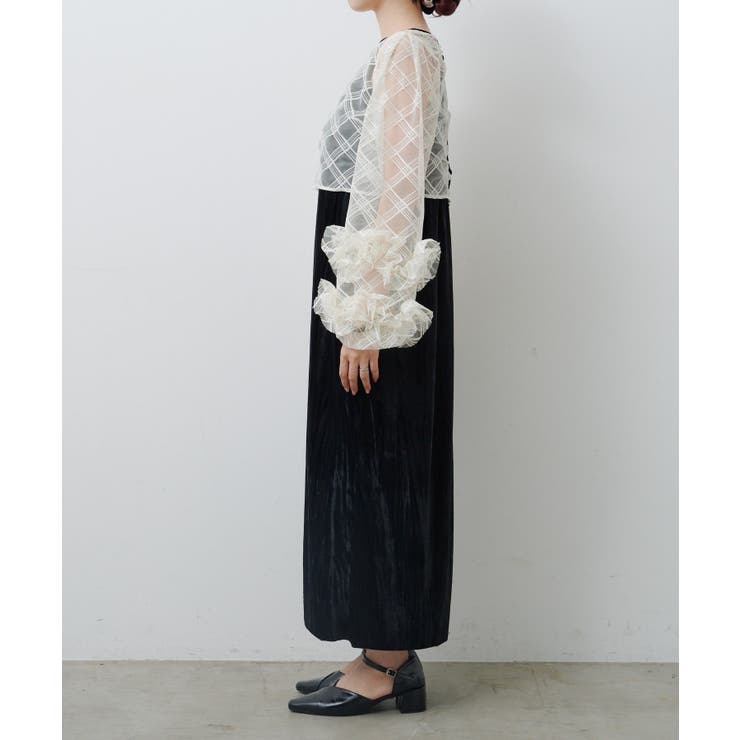 【Kastane】シアーチェック×ベロアワンピSET | PAL GROUP OUTLET | 詳細画像45 