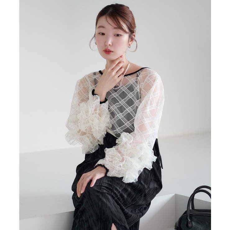 【Kastane】シアーチェック×ベロアワンピSET | PAL GROUP OUTLET | 詳細画像8 