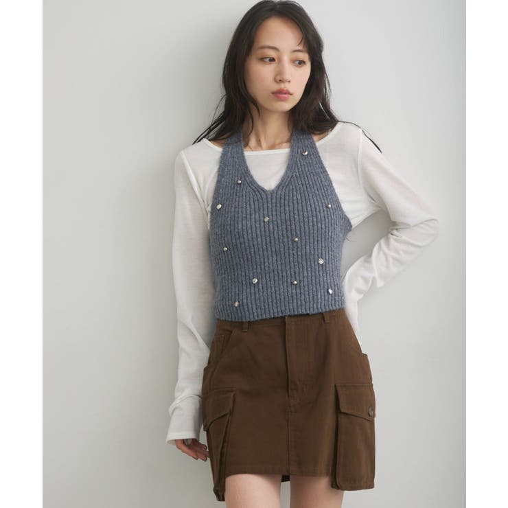 【Kastane】チャーム付きホルターニットSET | PAL GROUP OUTLET | 詳細画像12 
