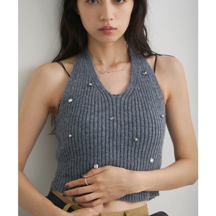 【Kastane】チャーム付きホルターニットSET | PAL GROUP OUTLET | 詳細画像16 