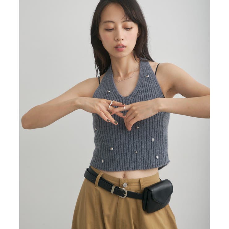 【Kastane】チャーム付きホルターニットSET | PAL GROUP OUTLET | 詳細画像17 