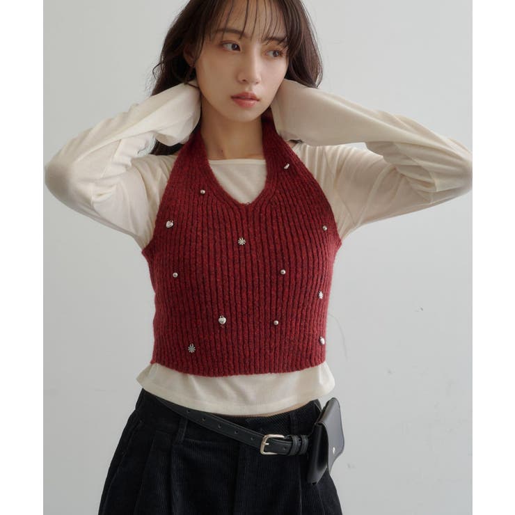 【Kastane】チャーム付きホルターニットSET | PAL GROUP OUTLET | 詳細画像24 