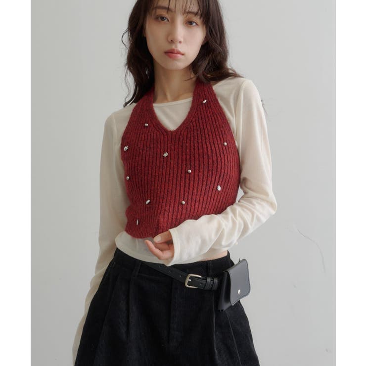 【Kastane】チャーム付きホルターニットSET | PAL GROUP OUTLET | 詳細画像25 
