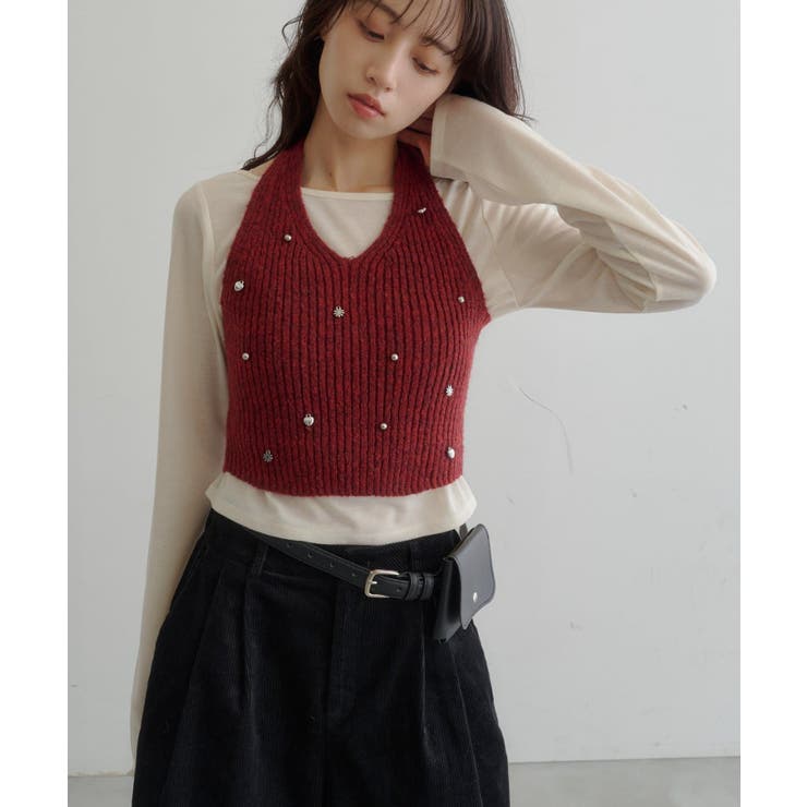 【Kastane】チャーム付きホルターニットSET | PAL GROUP OUTLET | 詳細画像26 