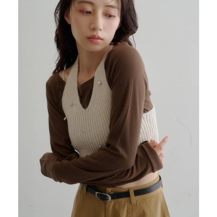 【Kastane】チャーム付きホルターニットSET | PAL GROUP OUTLET | 詳細画像35 