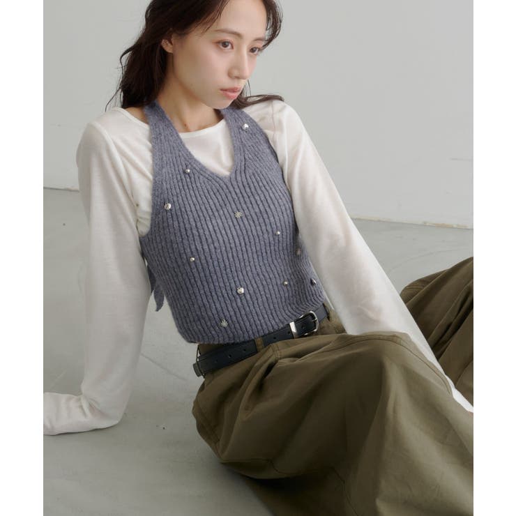 【Kastane】チャーム付きホルターニットSET | PAL GROUP OUTLET | 詳細画像4 