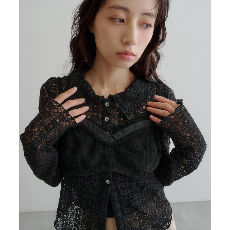 【Kastane】襟レースシアーカーディガン | PAL GROUP OUTLET | 詳細画像1 