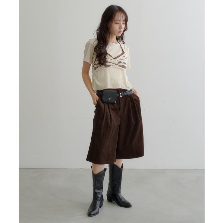 【Kastane】ポーチベルト付きコーデュロイバミューダパンツ | PAL GROUP OUTLET | 詳細画像7 