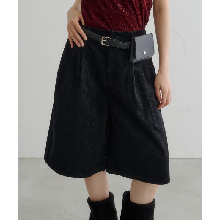 BLK | 【Kastane】ポーチベルト付きコーデュロイバミューダパンツ | PAL GROUP OUTLET