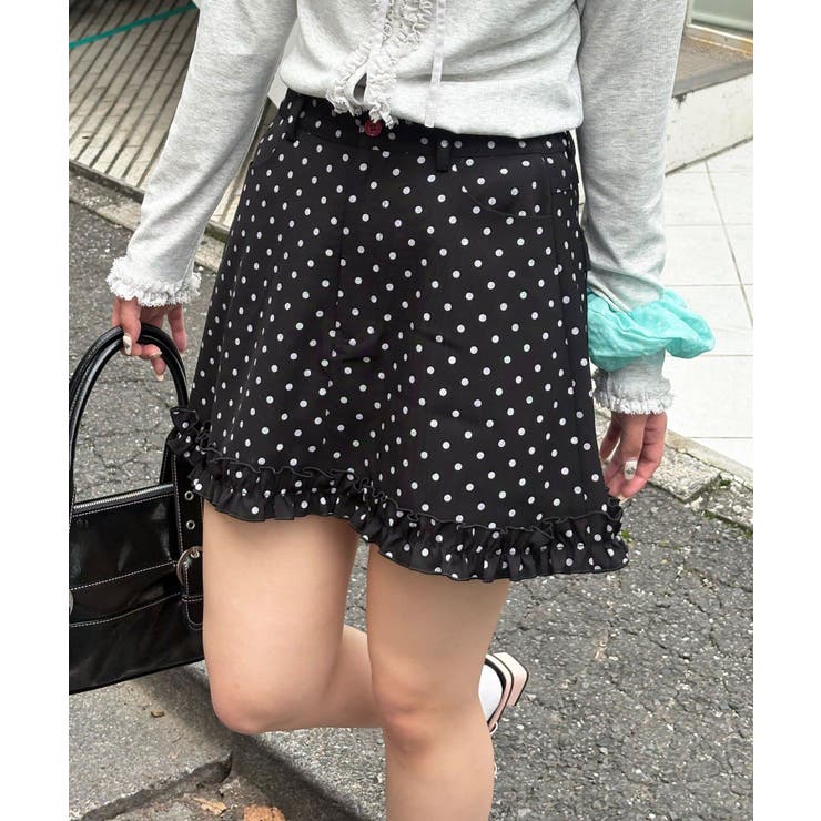 BLACK | 【Ciaopanic】フリルヘムドットミニスカート | PAL GROUP OUTLET
