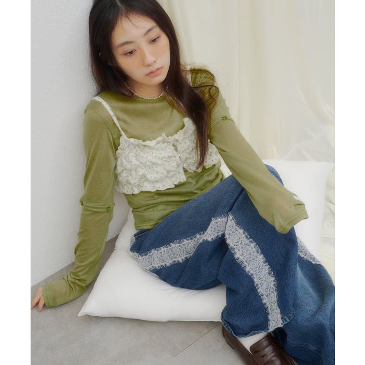 【Discoat】【umm】起毛レース花柄キャミビスチエ | PAL GROUP OUTLET | 詳細画像6 