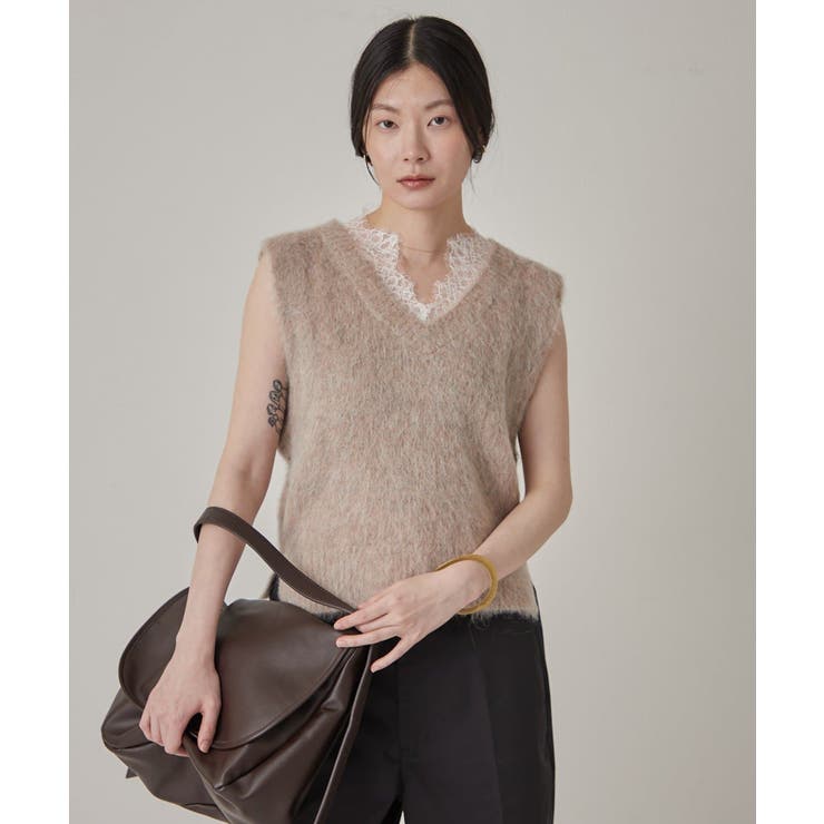【Omekashi】レースドッキングニットベスト | PAL GROUP OUTLET | 詳細画像1 