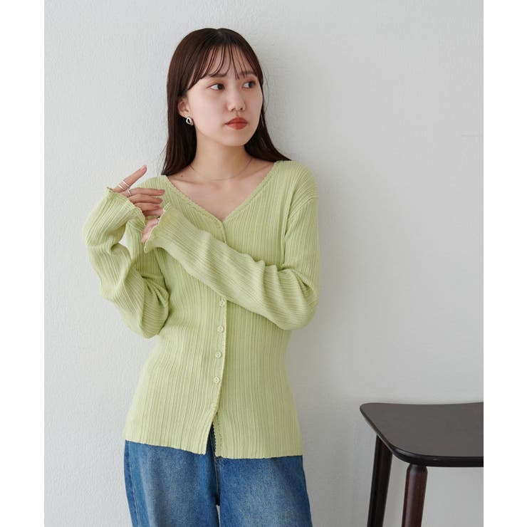 【Discoat】ピコ刺繍リブカーディガン | PAL GROUP OUTLET | 詳細画像3 