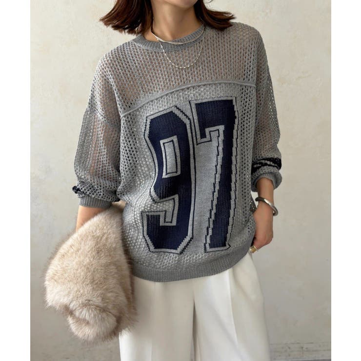 GY×NY | 【DouDou】ナンバリングメッシュニット | PAL GROUP OUTLET