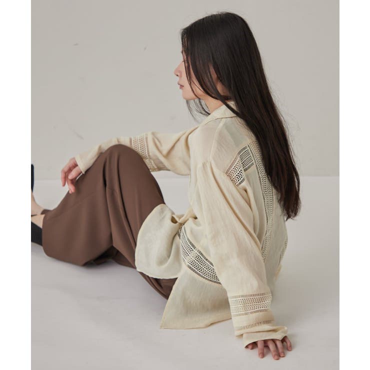 【Omekashi】起毛サテンレースシャツJK | PAL GROUP OUTLET | 詳細画像10 