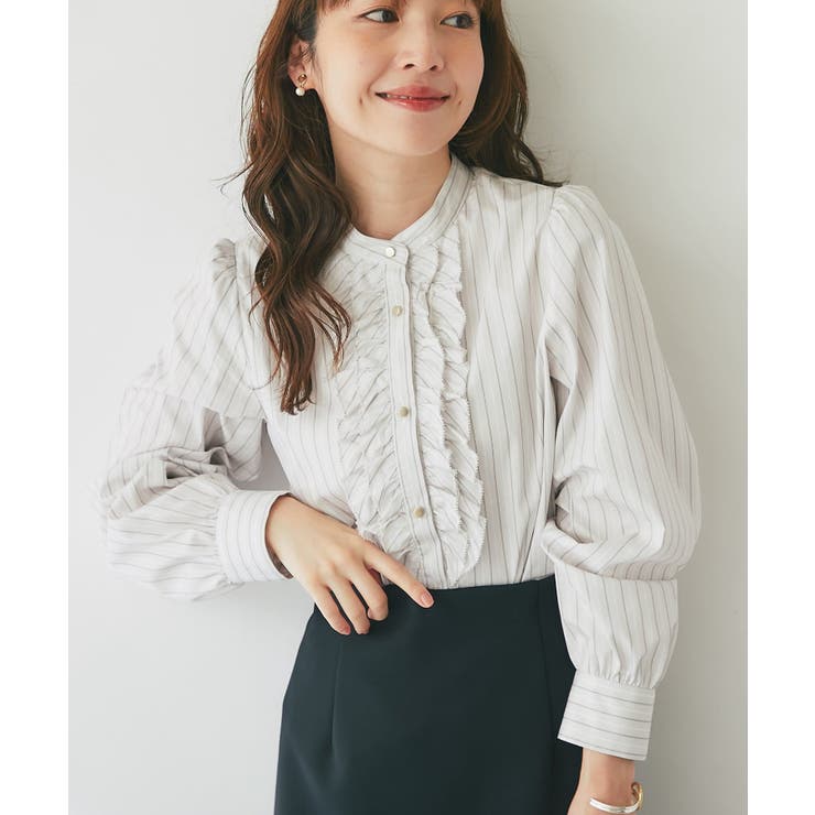 【La boutique BonBon】ストライプフロントフリルBL | PAL GROUP OUTLET | 詳細画像1 
