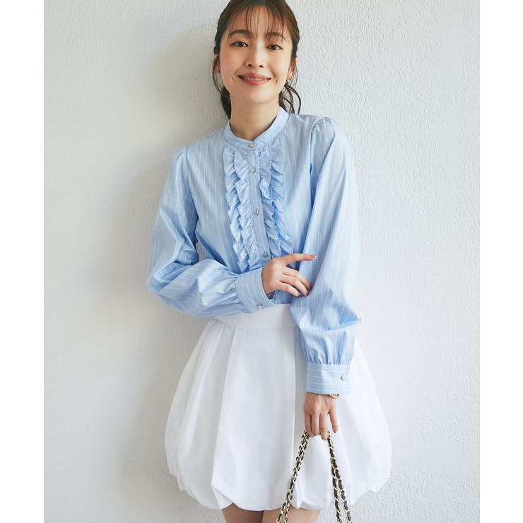 SAX | 【La boutique BonBon】ストライプフロントフリルBL | PAL GROUP OUTLET