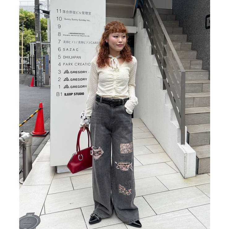 【Ciaopanic】フラワーパッチダメージデニムパンツ | PAL GROUP OUTLET | 詳細画像3 