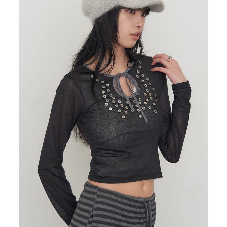 BLK | 【WHO'S WHO gallery】シェルボタンシアートップス | PAL GROUP OUTLET