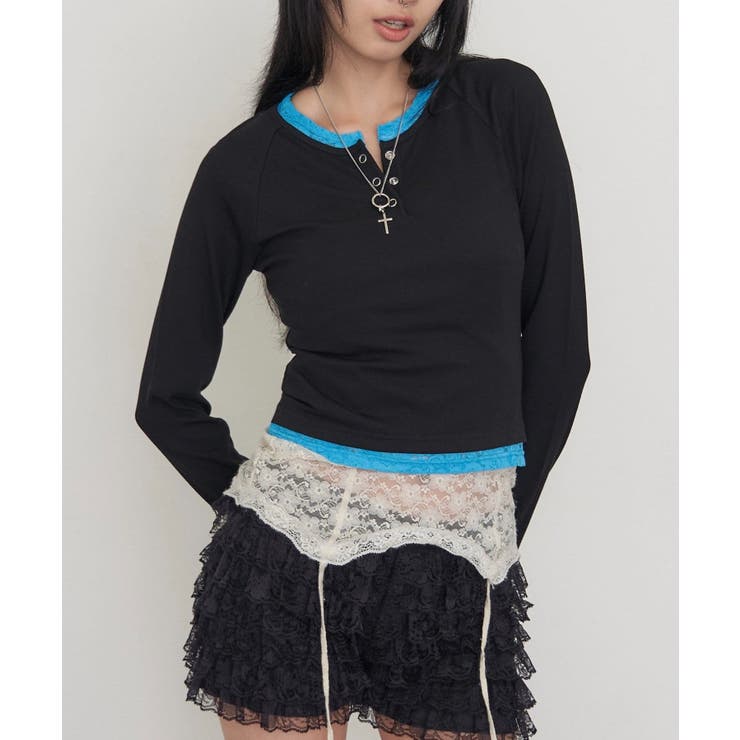 BLK/MINT | 【WHO'S WHO gallery】レイヤードリングドットLSトップス | PAL GROUP OUTLET