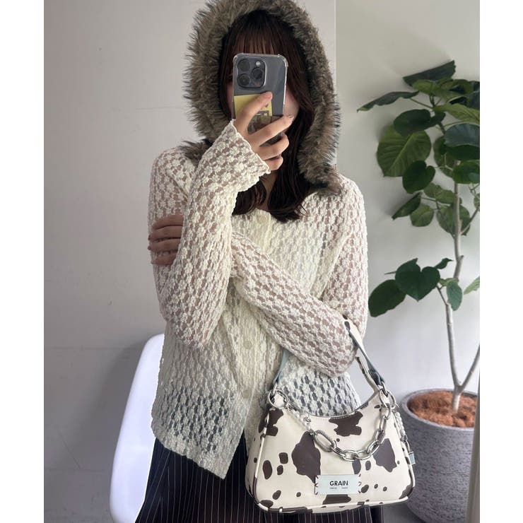 IVORY | 【Ciaopanic】ファーフードレーストップス | PAL GROUP OUTLET