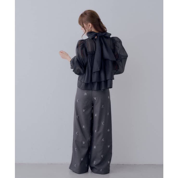 【Chico】バックリボンオーガンジーパフBL | PAL GROUP OUTLET | 詳細画像10 