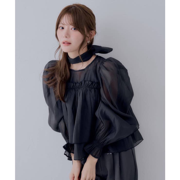 【Chico】バックリボンオーガンジーパフBL | PAL GROUP OUTLET | 詳細画像11 