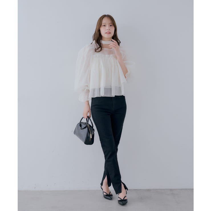 【Chico】バックリボンオーガンジーパフBL | PAL GROUP OUTLET | 詳細画像15 