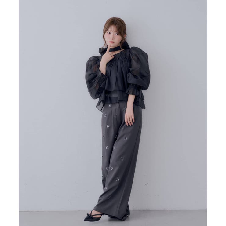 【Chico】バックリボンオーガンジーパフBL | PAL GROUP OUTLET | 詳細画像7 