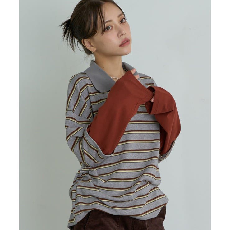 B/GRY | 【RAY CASSIN】ルーズレイヤードポロT | PAL GROUP OUTLET