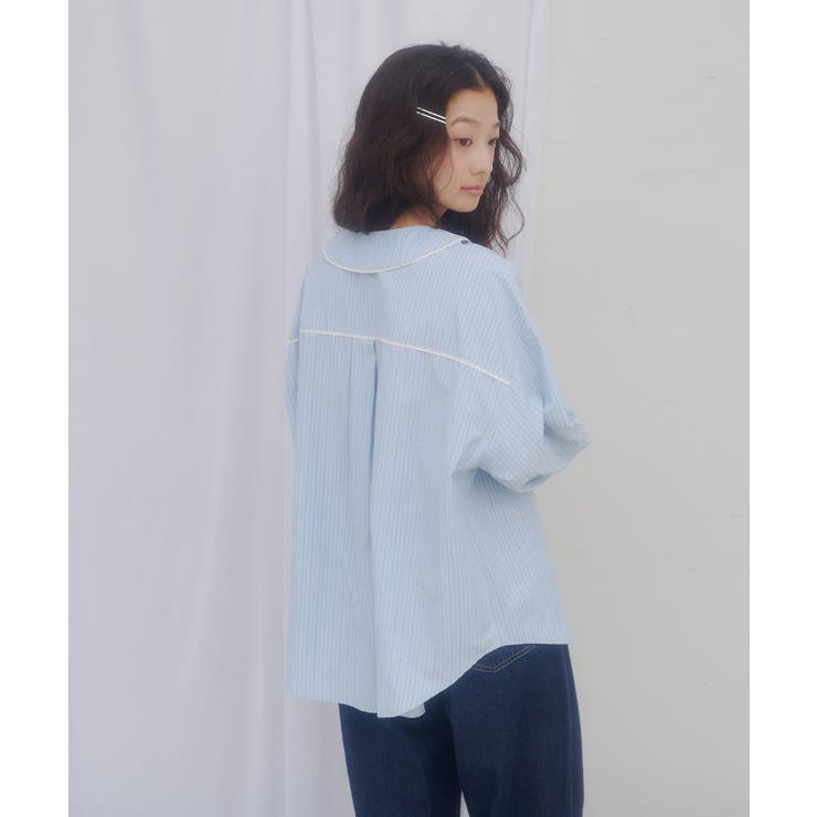 【Discoat】【umm】バラモチーフストライプシャツ | PAL GROUP OUTLET | 詳細画像10 